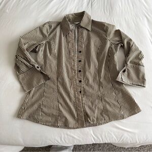 Harve Benard Black and White Striped Shirt